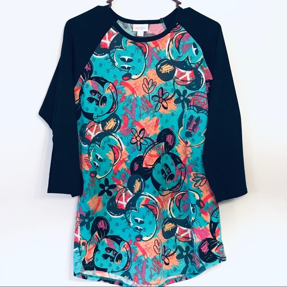 Disney Mickey and Minnie Print Baseball Tee - Picture 1 of 6